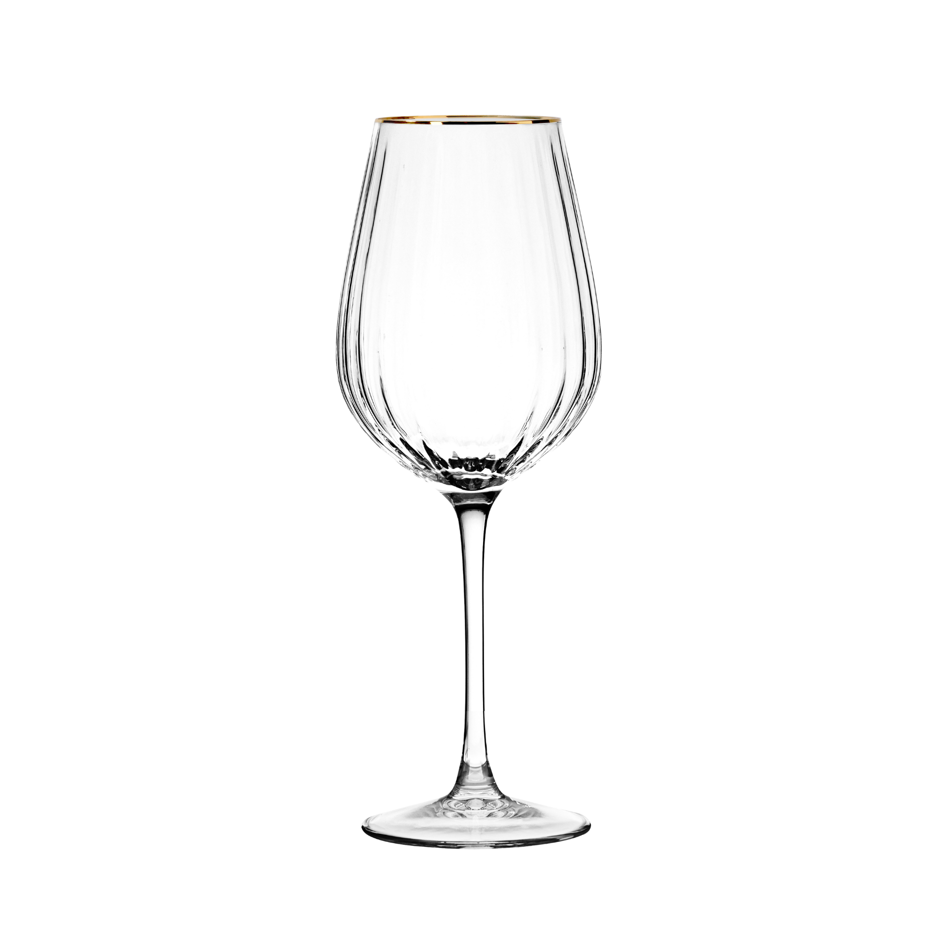 Rille hvidvinsglas m. guldkant - 2 stk.